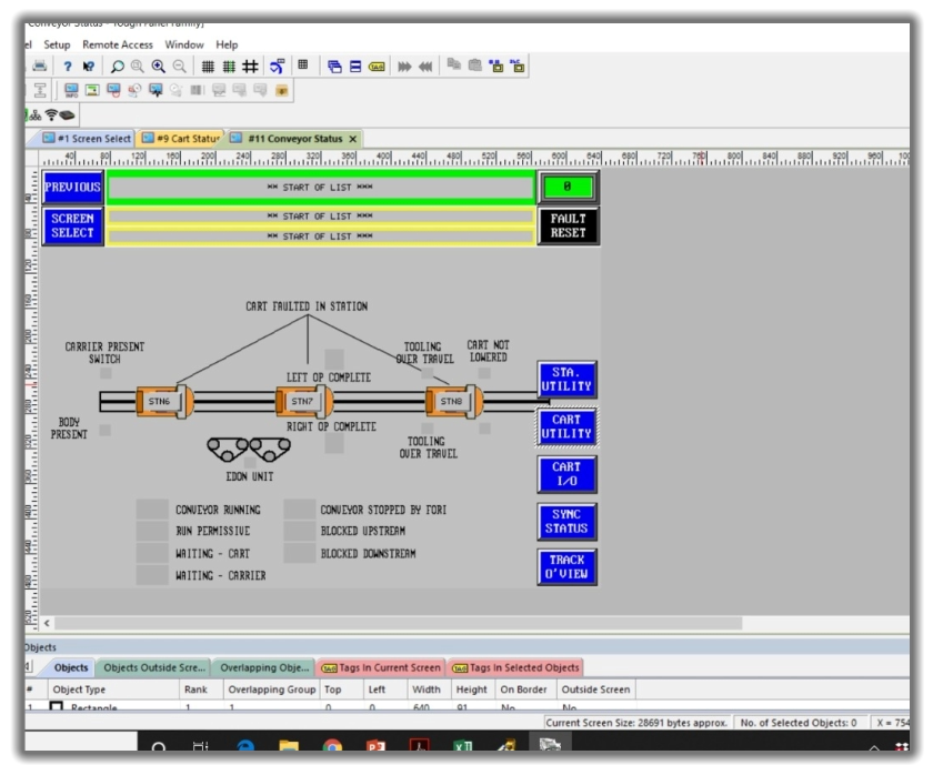 uwin software displaying machine flow